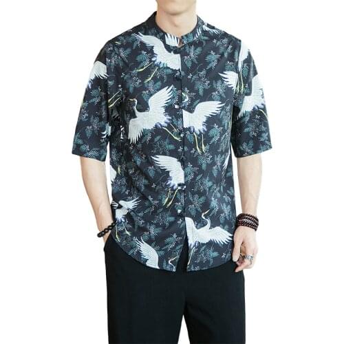 Plus Asian Size L-5XL COTTON Chinese Shirt For Men Short Sleeves 2020 Summer Style Fashion Casual Clothing