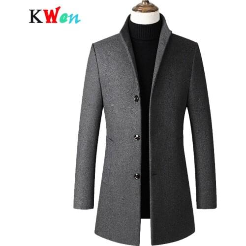 Jacket Men Windbreaker Winter Blend Wool Jackets Casual High Quality Stand Collar Long Coat Manteau Homme Laine Mens Overcoat