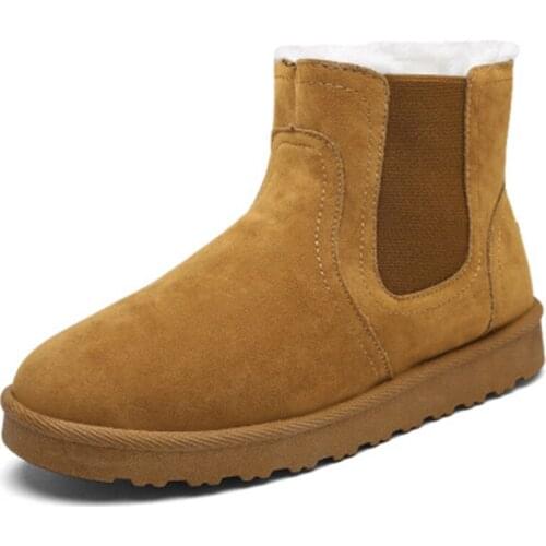 2019 New Men Winter Warm Snow Shoes Slip On Casual Ankle Boots For Men Fashion Design Boots With Fur Suede Chelsea Boots 38-44