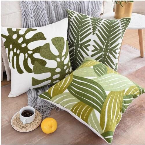 Midoshark Pillowcase 45X45cm green plants embroidery embroidery pillow cover home decorative cushion covers