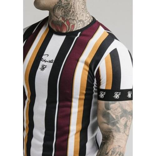 2021 New Arrival Tops Tees Cn(origin) Lyft Fitness Men Short Sports O-neck Striped China (mainland) Casual Four Seasons T-shirts