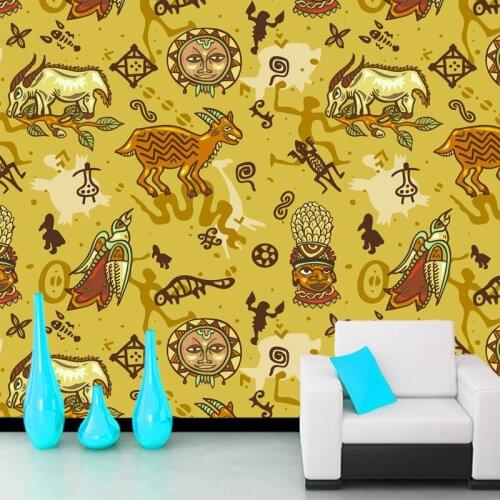 Papel de parede African style cartoon character animal wallpaper mural,living room TV wall kids'bedroom wall papers home decor