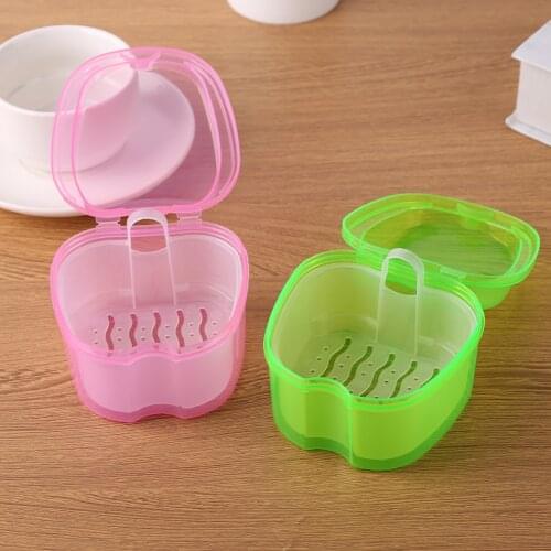 Oral Denture Care Bath Box Cleaning False Teeth Nursing with Hanging Net Container Cleaning False Teeth Bath Case