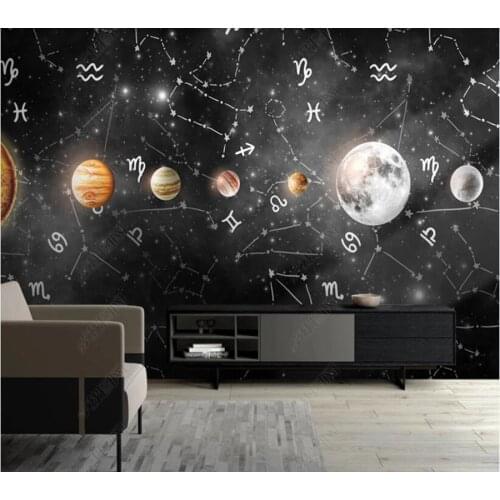 Papel de parede light luxury starry sky twelve constellations natural illustration 3D wallpaper mural,living room home decor