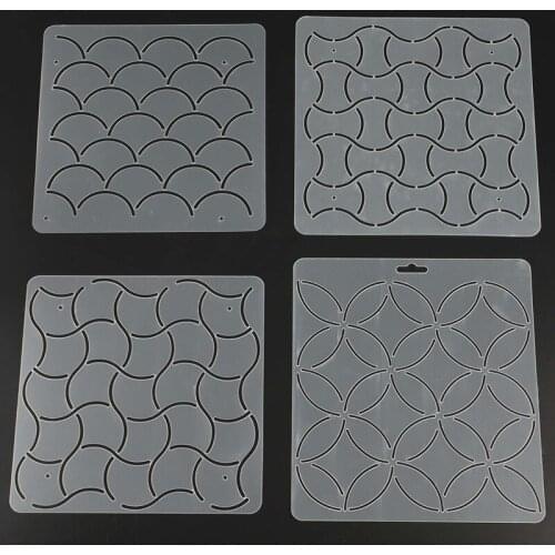 4PCS Transparent Acrylic Template for Cushion Pattern DIY Sewing Embroidery Patchwork Pressure Line Template Set