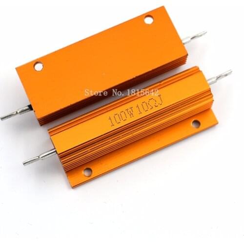 RX24 100W 10R 10RJ 100 Watt Metal Shell Aluminium Gold Resistor High Power Heatsink Resistance Golden Heat Sink Resistor 10 ohm