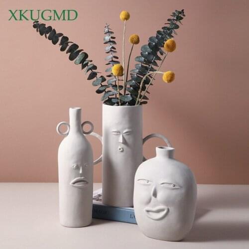 Nordic Creative Ceramic Body Art Abstract Decorative Vase Living Room Dried Flower Plant Arrangement Home Decoration Ornaments
