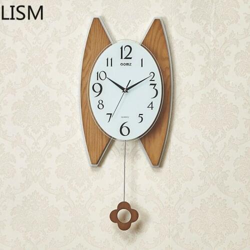 Modern Design Art Nordic Wall Clock Pendulum Quartz Silent Vintage Wood Clocks Wall Home Decor Living Room Horloge Mural Zegary
