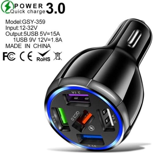 Phone Charger One For Five Mobile Phone Car Charger QC3.0 Fast Charge Battery Charging Units 15A 5USB Mobile