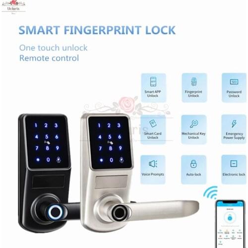 TTLock Smart Fingerprint Handle Door Lock Keyless Bluetooth APP Remote Control Intelligent Locks With Key Password Card For Home