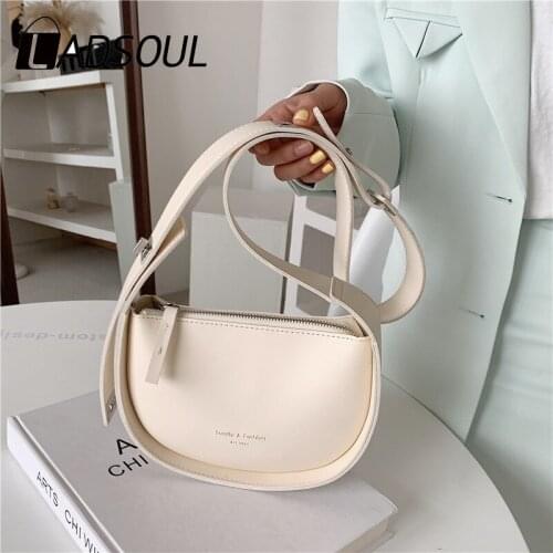 Ladsoul High Quality Adjustable Wide Strap Girls Purses And Handbags Semicircle Saddle Shoulder Crossbody Bags For Women