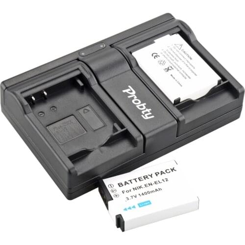 Probty 2Pcs EN-EL12 EN EL12 Camera battery + USB LCD Charger for NIKON Coolpix AW100 AW120 S9900 S9500 S9200 S8200 S6300 P330