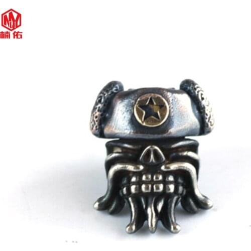 1PC EDC Paracord Beads Sterling Legion Retro Brass Copper Lanyard Pendants Knife Beads Umbrella Rope Cord Necklace Bracelet Bead