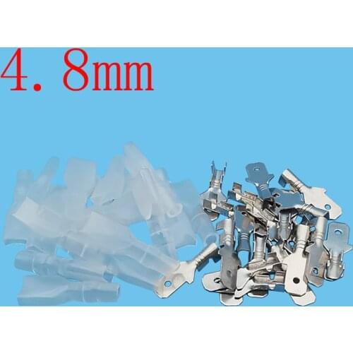 20Pairs 4.8mm Crimp Spade Terminals Connector Quick Splice 4.8mm Male Wire Crimp Terminal Block with Insulating Sleeve