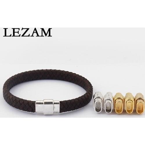 5sets Antique /Gold Charms Strong Magnetic Clasp For 10*4mm Flat Leather Cord Diy Bracelet Jewelry Making Accessories