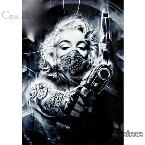 5D Diy Diamond Painting Mary Monroe Portraits Embroidery Pattern 3D Cross Stitch Kits Full Drill Wall Stickers Decorations
