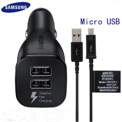 Samsung Car Charger Dual USB Adaptive Fast Adapter Micro USB Type C Cable For Galaxy s10 s9 s8 Plus S10+ Note 10 plus note10 S20