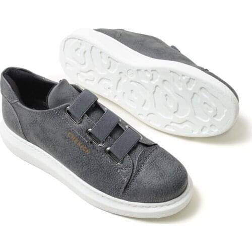 Chekich Mens & Womens Shoes Anthracite Color Faux Leather Spring Fall Seasons Elastic Band Type Slip On Wear Comfortable Sneakers Unisex Gray Wedding Trekking Sport Light Breathable Flexible Office Travel CH253 V2