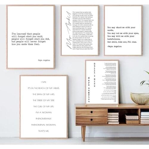 Black White Maya Angelou Inspirational Quote Canvas Art Prints People Will Remember How You...Painting Wall Pictures Home Decor
