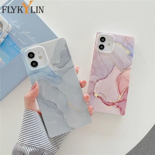 Glossy Gradient Marble Silicon Phone Case For iPhone 11 12 Pro Max XR XS Max X 7 8 Plus SE 2020 Soft IMD Shockproof Bumper Cover