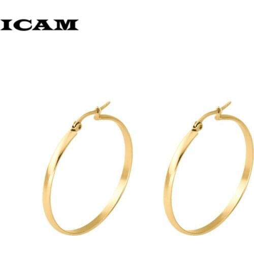 ICAM 20-60MM Big Hoop Earrings Sexy Earrings Accessories Fashion Exaggerated Hoop Ear Loop Smooth Circle for Women Girl Jewelry