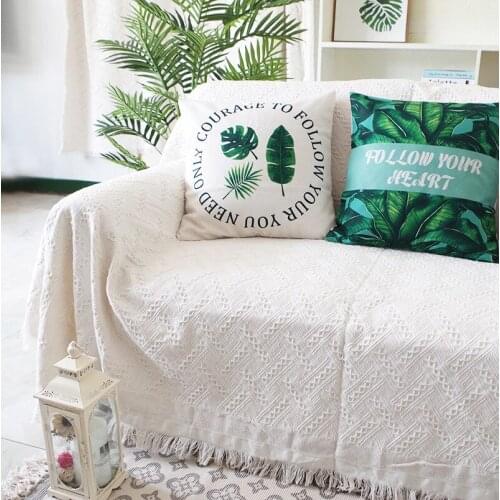 INS100% Cotton Sofa Towel Blanket Table cloth sofa cover Line blanket decorative slipcover Throws Travel Plaids Rectangular SF34