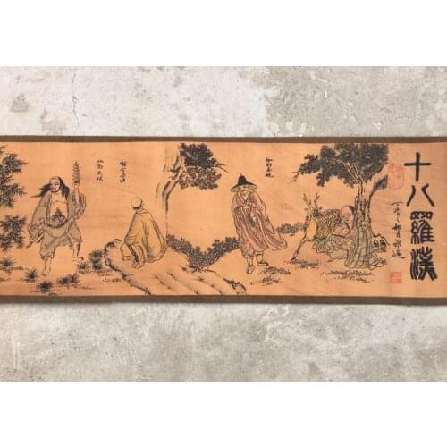 China archaize Long curly eighteen Arhat Eighteen Arhat Buddhas Calligraphy painting