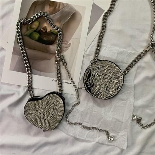 Korean Shoulder Bag Fashion Diamond Tassel Round Love Women Fanny Pack Funny Chain Messenger Bag Fashion Trend Female Coin Purse