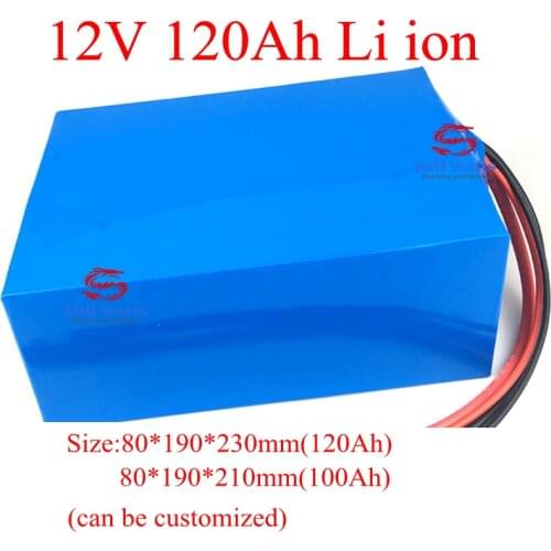 PVC 12V 100Ah 120Ah lithium li ion battery pack built-in BMS for golf cart solar energy motor home boat+10A charger