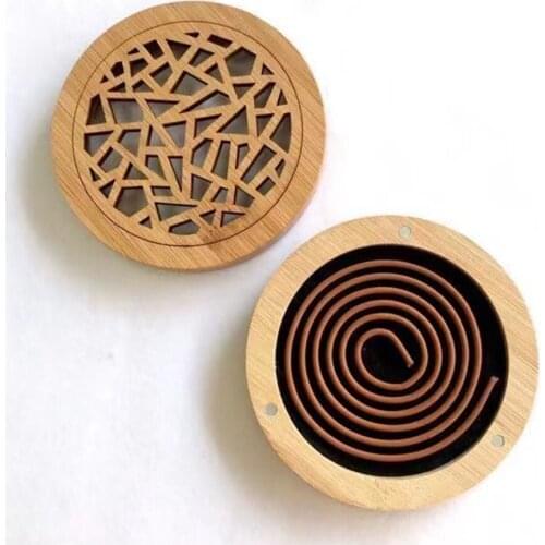 1PC Small Bamboo Incense Box Hollow Carved Incense Holder Coil Incense Burner Aroma Box Home Decoration Aromatherapy Ornaments