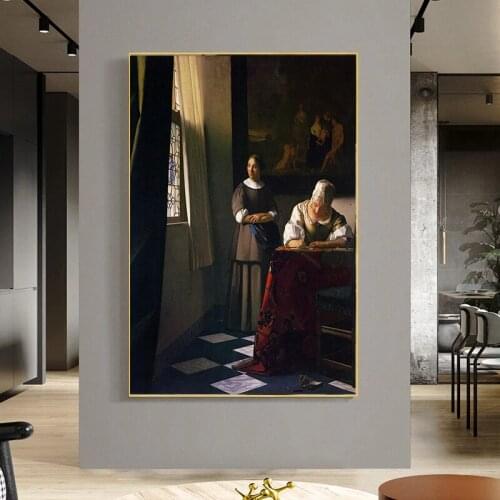 Small Street and Writing Women and Maids Canvas Painting Famous Posters and Prints Wall Pictures for Living Room Home Decoration