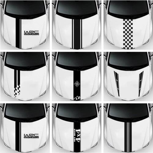 Fashion WRC Stripe Car Covers Vinyl Racing Sports Decal Head Car Sticker Wrap Vinyl Stickers For Car Head Decoration