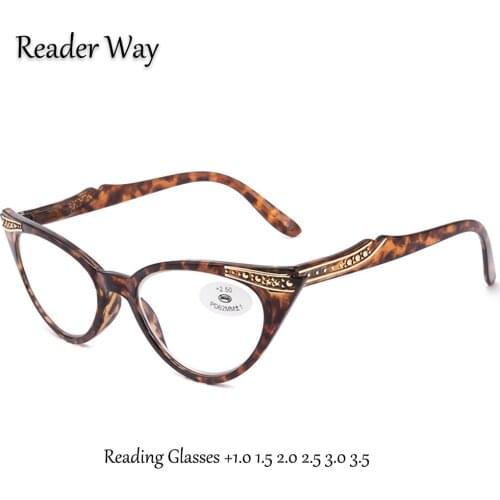 Fashion Ladies Reading Glasses Cat Eye Frame Elegance Women Presbyopic Eyeglasses +1.0 1.5 2.0 2.5 3.0 3.5 for Female Readers