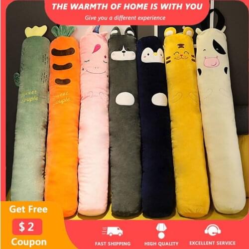 Cartoon Plush Long Cushion Animals Plants Long Pillow Carrot Tiger Cow Unicorn Kid Toys Gifts Bedroom Office Sleeping Cushions
