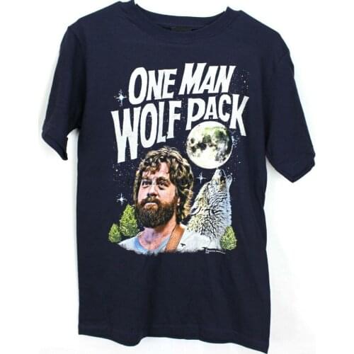 New The Hangover One Man Wolf Pack Mens Short Sleeve Navy Blue T-Shirt Tee