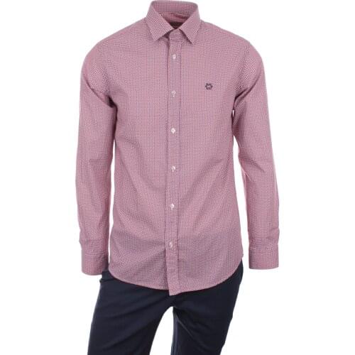 Gentilbay Mens Location Printed Cotton Red Fabric Slimfit Long-Sleeve Sport Classic DC1029 Shirt