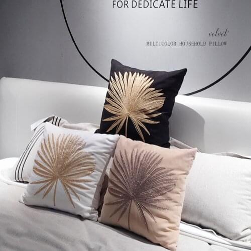 Luxurious Embroidery Letters Cushion Cover Geometric Pillow Cover Simple Style Home Decorative Pillow Case Suede Pillow Sham