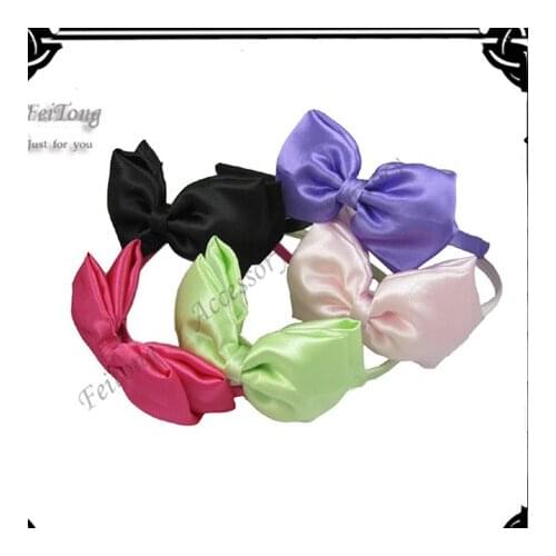 Wholesale 12PCS/lot Hair band with bow New satin hair accessory children headbands 14color for your choice