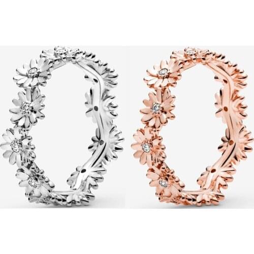 Original Flower Petals Band Daisy Wrapped Open Infinity Eternal Love Crystal Rings Ring 925 Sterling Silver Ring Europe Jewelry