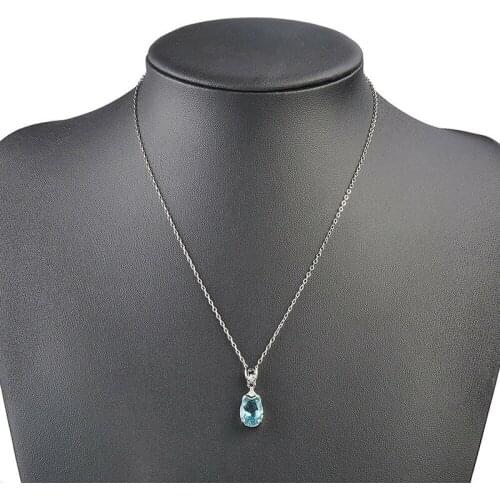 Natural Aquamarin Necklace for Women Rhinestone Water Drop Chain Pendant Necklace Ladies Vintage Choker Necklace Jewelry
