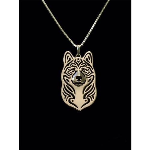 American Akita pendant necklace women gold silver plated statement necklace men