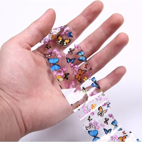 Nail Art Transfer Foils Nail Sticker Tip Decal Decoration Design DIY Butterfly Plum Flower Manicure Tools
