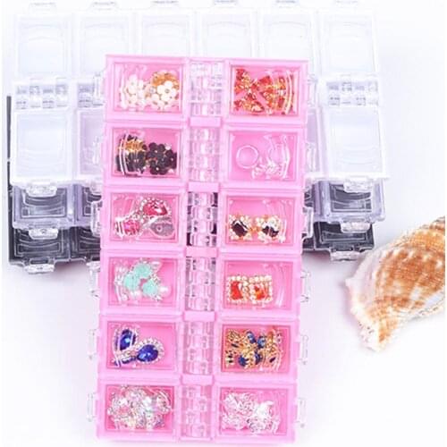 12 Grids Adjustable Transparent Plastic Storage Box for Small Component Jewelry Tool Box Bead Pills Organizer Nail Art Tip Cases