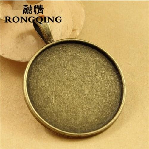 RONGQING Trendy Antique Bronze 50pcs/lot Circular Blanks Round 20mm Cameo Base Settings Jewelry DIY Accessories
