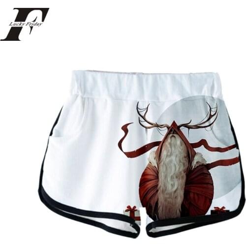 Merry Christmas Santa Claus print Western traditional festival kpop Women Casual Cute girl Hot Sale Sexy Shorts Clothes