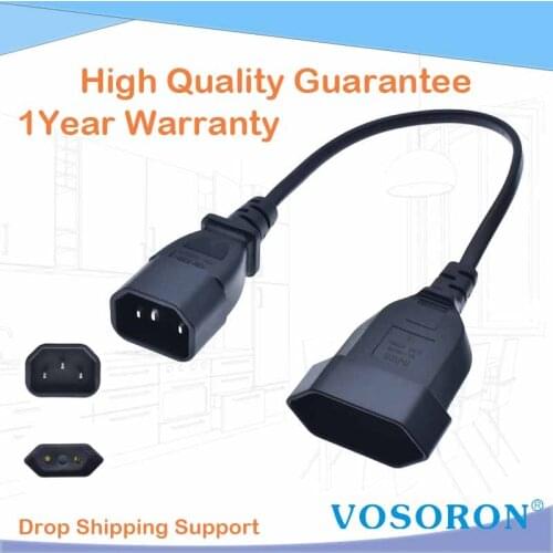 IEC60320 C14 Inlet Plug to European VDE 2Pin Outlet Socket Plug adapter Power Cords,C13 exchange to CEE7/16 Euro Outlet