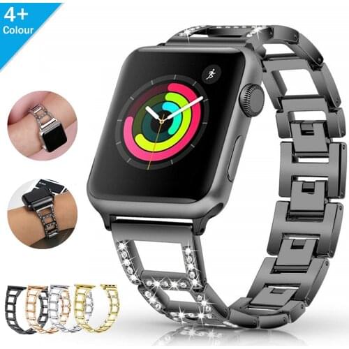 Luxury Chain with Diamonds Replacement Band for Apple Watch Series 4 5 6 SE 44mm 40mm Strap Bracelet for IWatch 1 2 3 42mm 38mm