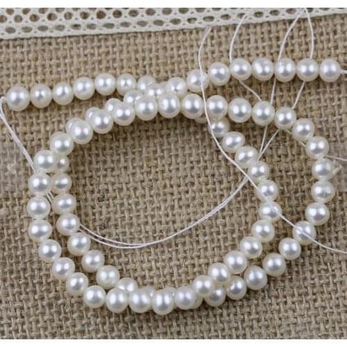 Unique Pearls jewellery Store 5-5.5mm White Genuine Freshwater Pearl Loose Beads One Full String DIY Jewelry Material LS-013