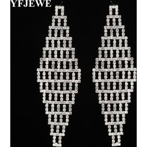 YFJEWE Full Crystal Dangle Earrings For Women Wedding Party Bridal Accessories Trendy Gold Color Jewelry Holiday Earrings E422