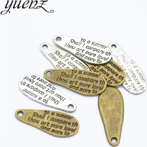 YuenZ 20pcs 2 colour Antique bronze letter Pendant Alloy DIY Fashion charm Bracelet Necklace Jewelry Accessories 24*10mm S243